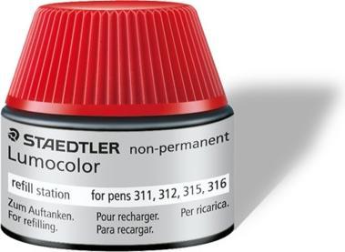 Image du produit Staedtler STATIONS DE RECHANGE DE LUMOCOLOR - Encre de recharge soluble dans l'eau (Rouge, 1 x)