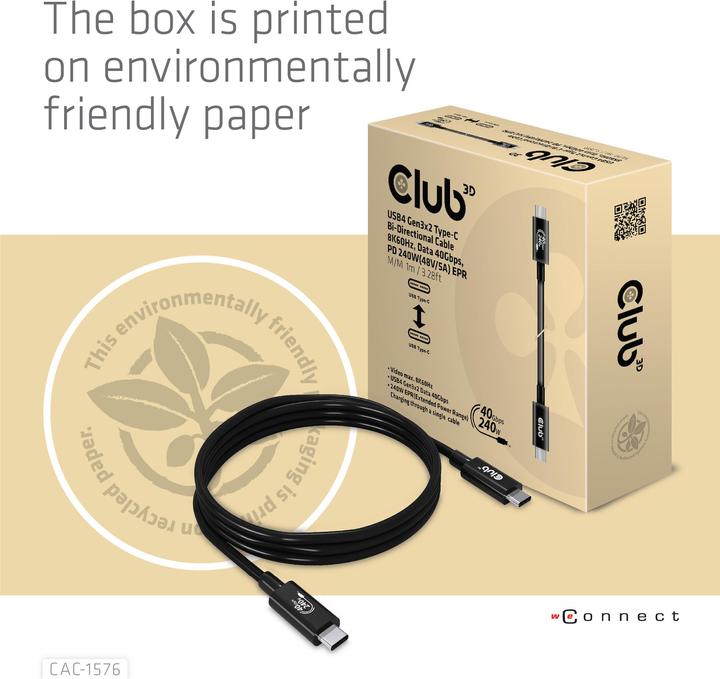 Produktbild Club 3D USB Typ C – USB Typ C (1 m, USB 4.0)