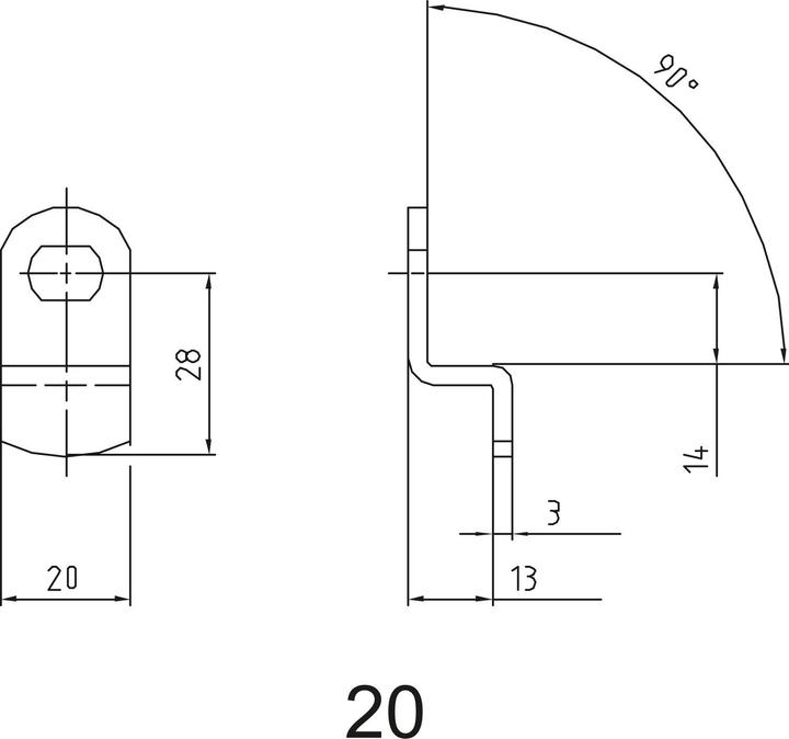 Assa Abloy Sperrnase für Elektronisches Schrankschloss Sense+PIN,Nr.20,gekröpft