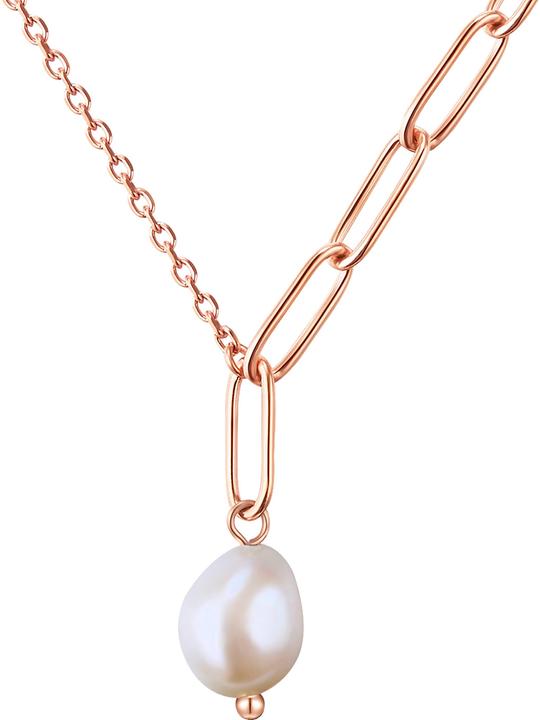 Image du produit Valero Pearls Femme Acier inoxydable Perle de culture d'eau douce or rose 40,0 cm Chaîne de base + 5,0 cm (Acier inoxydable, 40 - 45 cm)