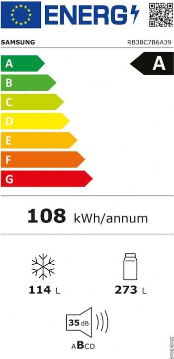 Etichetta energetica Samsung BESPOKE, WIFI, Beige satinato, 387 L (387 l)