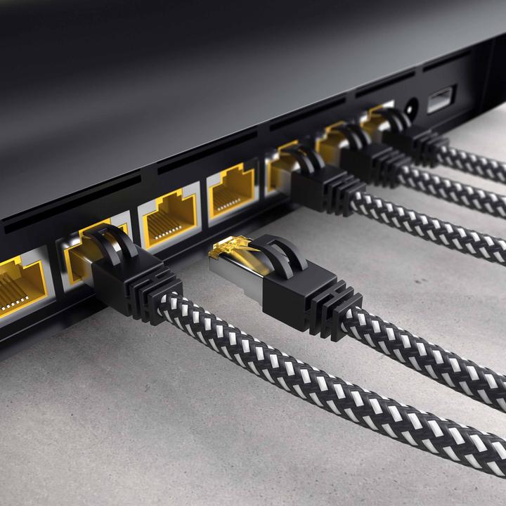 Actual product image Primewire CAT.7 network cable cotton jacket, Gigabit Ethernet CAT 7 LAN cable, 10000 Mbit/s patch cable (S/FTP, CAT7, 3 m)