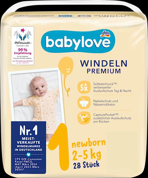 Immagine prodotto dm babylove Pannolini premium (Dimensione 1, Pacco trasportabile, 28 Pezzo/i)