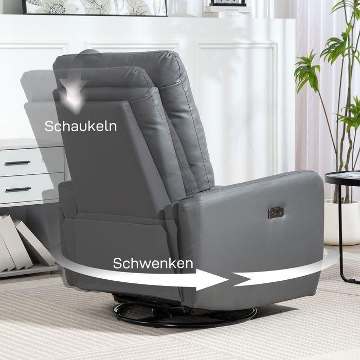 Produktbild Swisshandel24 Elektrisch Relaxsessel Fernsehsessel mit Liegefunktion, Schaukelfunktion Grau