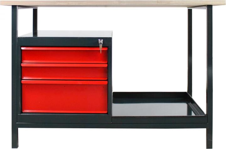 Immagine prodotto Dema Werkbank Werktisch Arbeitstisch Werkstatt Tisch "Eko 3S" mit 3 Schubladen rot (60.50 cm, 120.50 cm)