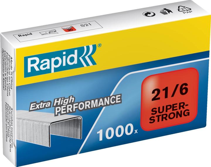 Rapid 24867700, Confezione di graffette, 21/6, 6 mm, 1000 graffette, Acciaio zincato, Acciaio inox (1000 x)