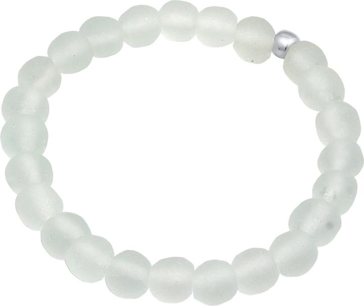Elli Bracciale perle di vetro bianco opaco Argento 925 (16 cm, Vetro, Argento 925, Plastico, Nessuna pietra preziosa)
