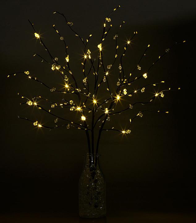 Image du produit Lunartec 3 branches décoratives, 48 bourgeons en plastique et 8 LED chacune, fonctionne sur piles, minuterie (0.60 m)