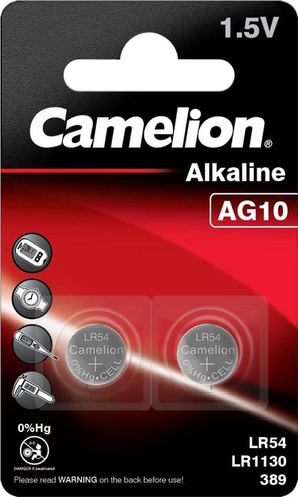 Actual product image Camelion AG10, LR54, LR1130, 389 Alkaline (2 pcs., AG10, 78 mAh)