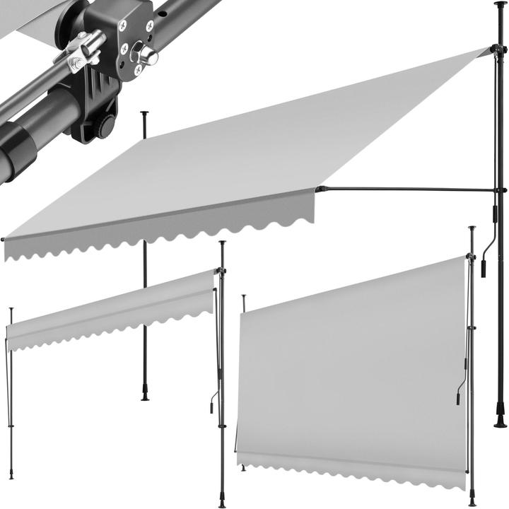 Actual product image tectake Tenda a morsetto con manovella, altezza regolabile (4 m)
