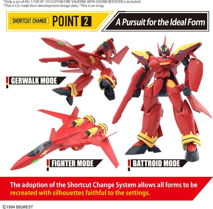 Image du produit Bandai MACROSS -HG 1/100 VF-19 Custom Fire Valkyrie w/ sound Boost -Model Kit