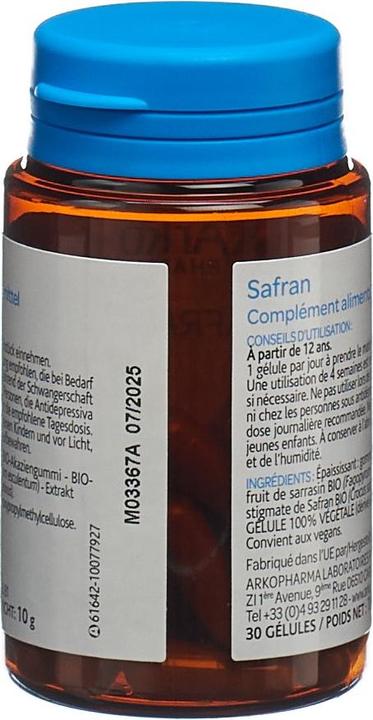 Nutritional values and ingredients Arkopharma Arkocaps Bio Safran Kapseln (30 Piece, Capsules, 30 g)