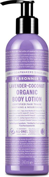 Actual product image Dr. Bronner's Organic Body Lotion Lavender Coconut 240 ml (Body lotion, 240 ml)