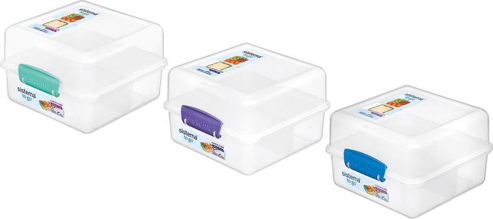 Image du produit Sistema Lunchbox Cube to go 3 compartiments 14,5x15x9,6cm couleurs assorties