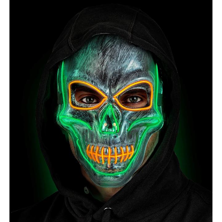 Produktbild Widmann Silberne Totenkopfmaske mit LED Beleuchtung