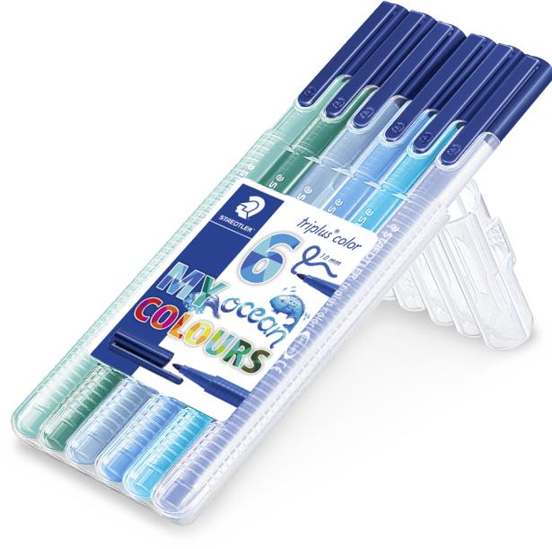 Actual product image Staedtler Box triplus with 6 ocean colours