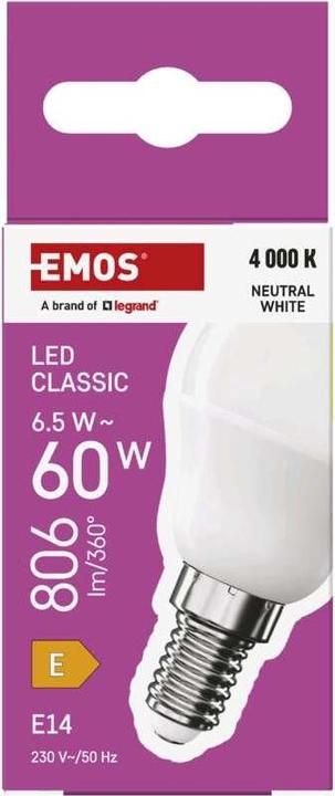 Produktbild Emos LED Lampe Classic Mini Globe / E14 / 6,5 W (60 W) / 806 lm / Neutral Weiss (E14, 6.50 W, 806 lm, 1 x, E)
