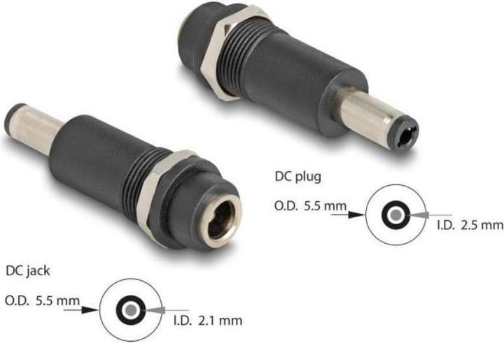 Produktbild Delock Adapter DC 5,5 x 2,1 mm Buchse zu DC 5,5 x 2,5 mm Ste