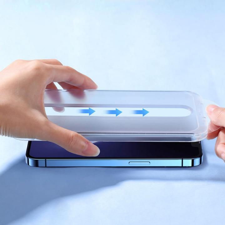Actual product image Joyroom Easy Fit Full Screen tempered glass with mounting rack for iPhone 14 Pro Max (6.7 ") (J (1 Piece, Apple iPhone 14 Pro Max)