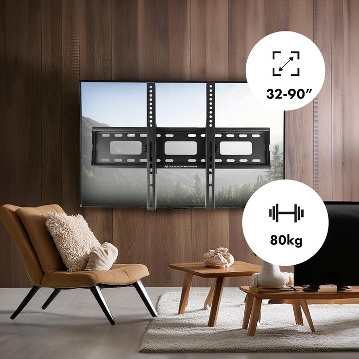 Actual product image Maclean TV mount max VESA 600x400 32-90 80kg Tilt adjustment +15°-15° MC-421 (Wall, 90", 80 kg)