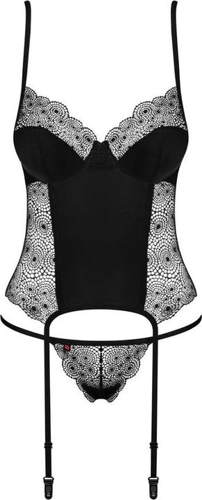 Productafbeelding Obsessive Sharlotte korset & string zwart L/XL (XL)