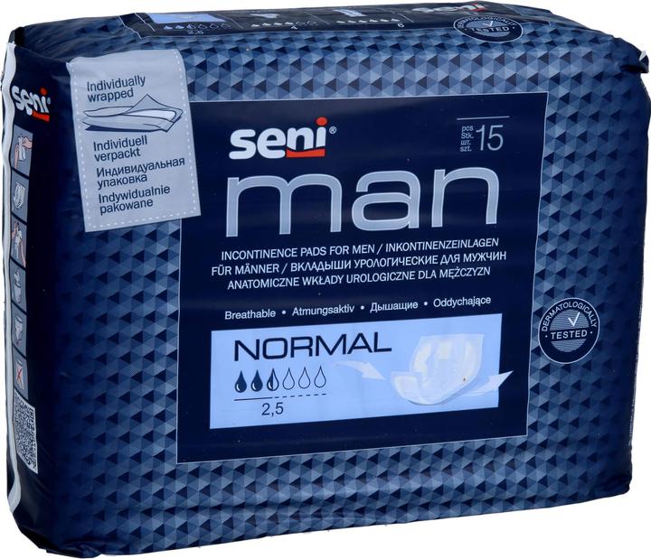 Image du produit Seni Man Normal protections anatomiques respirantes 21.5x28.5cm 2.5 gouttes (15 x, Normal)