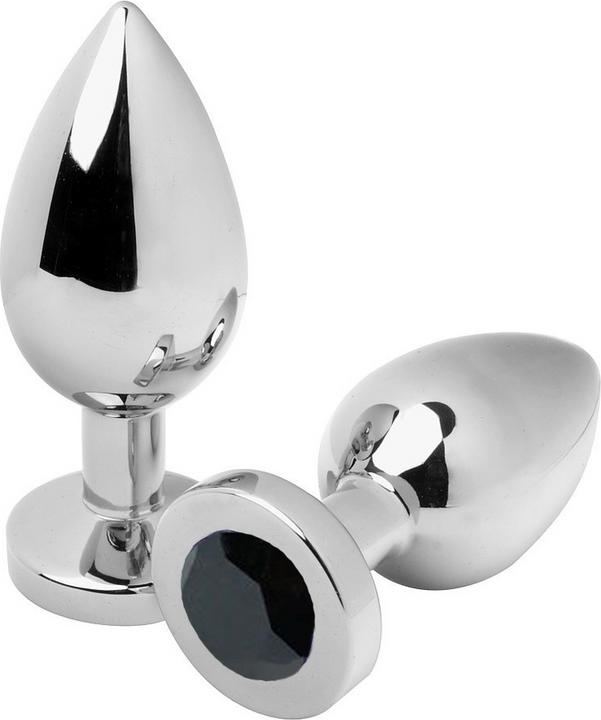 Actual product image Metal Hard Metalhard Anal Plug Diamond Black Medium 7.62cm