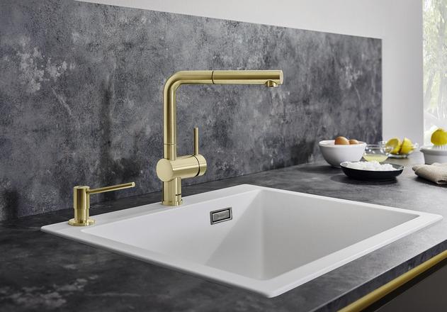 Actual product image Blanco LINUS-S satin dark steel | High pressure | With retractable hose | Backflow preventer |