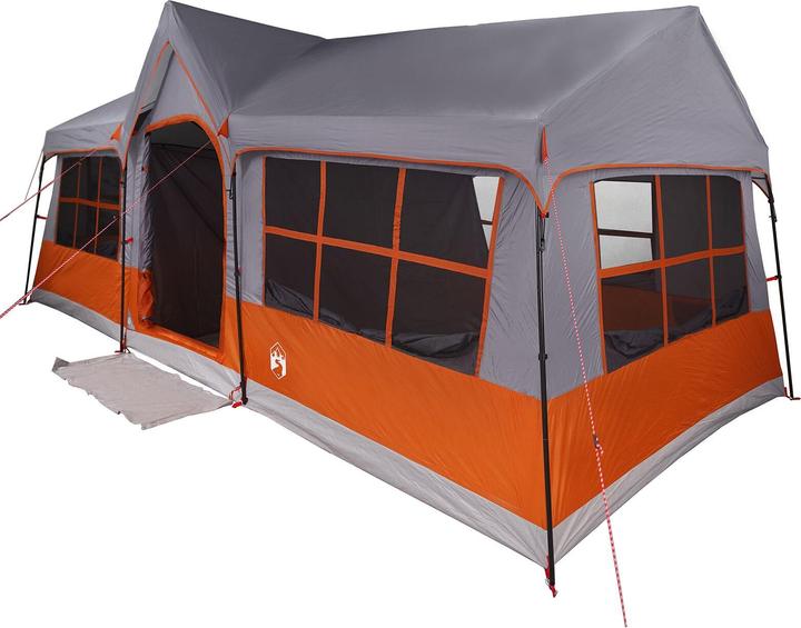 Actual product image VidaXL Camping tent with windows Grey and orange 12-person waterproof (Dome tent)