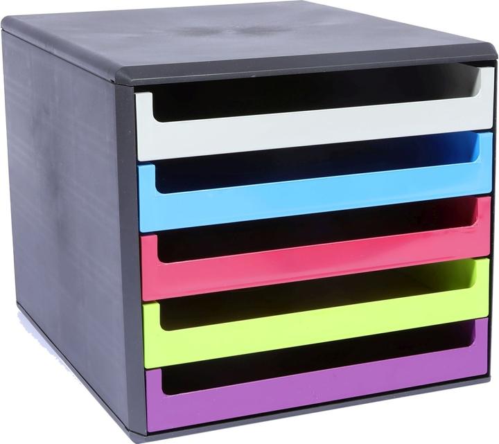 Metzger&Mendle Cassettiera M&M grigio, verde, arancione, blu, rosso DIN A4 con 5 cassetti (C4)