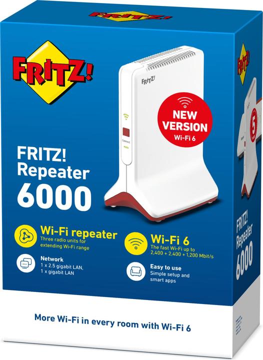 Productafbeelding AVM WLAN Mesh Repeater FRITZ!Repeater 6000 Internationaal (2400 Mbit/s, 1200 Mbit/s)