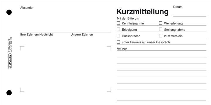 Image du produit Herlitz Livret de formulaires "Message court", 1/3 A4 horizontal (50 x)