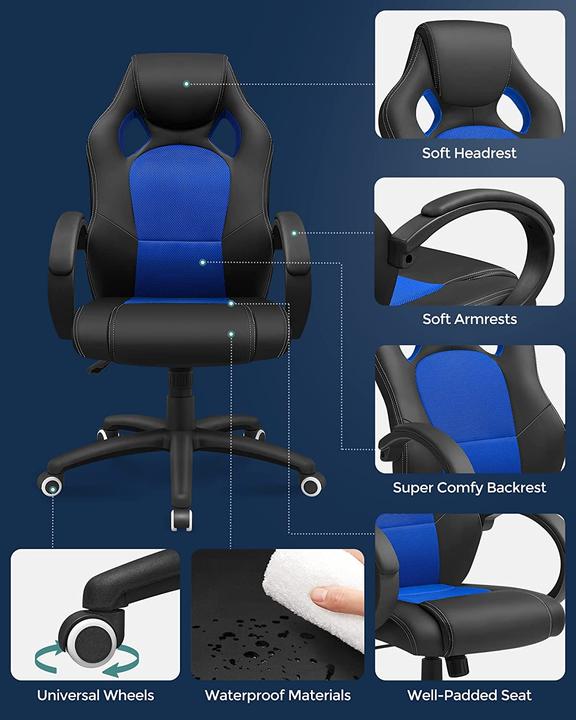 Image du produit Songmics Chaise de jeu Noir Bleu