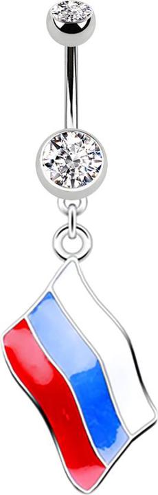 Actual product image Star Piercing Banane silber mit Anhänger Flagge Russland (without brass, Surgical steel 316L)
