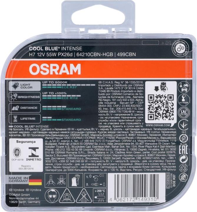 Immagine prodotto Osram Lampadina per fari H7 55W 12V 64210 CBN COOL BLUE (H7)