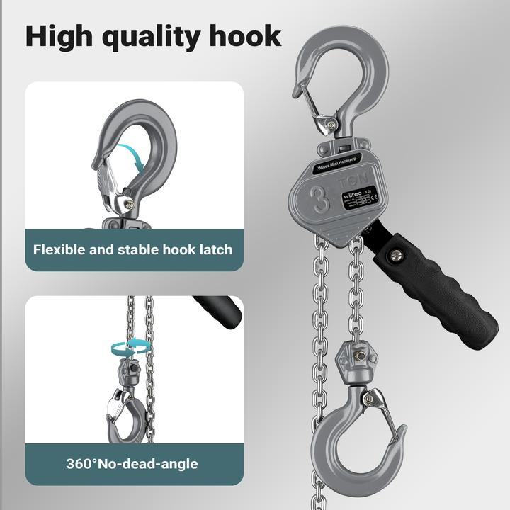 Actual product image Wiltec Lever Chain Hoist 3 Tonnes Lifting Height 1.5 m Manual Blocks Equipment