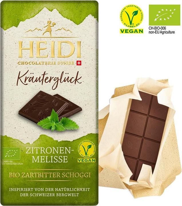 Immagine prodotto Heidi Chocolaterie Suisse Felicità erboristica Melissa Cioccolato Fondente Biologico (75 g)