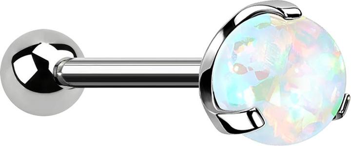 Image du produit Star Piercing Micro Threadless Barbell silber mit Kugel und Kugel Opal weiss gefasst (sans laiton, Titane G23)