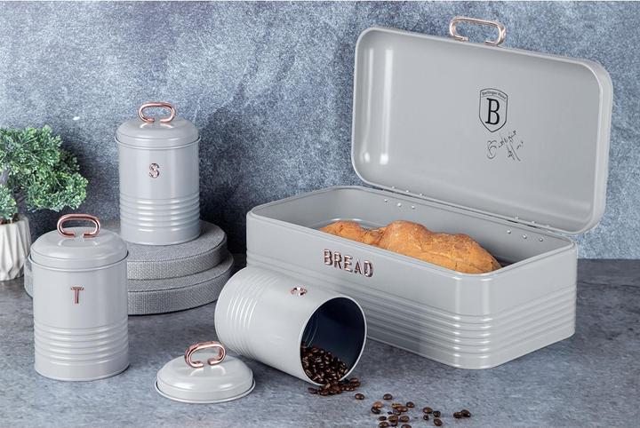 Produktbild BerlingerHaus Brotkasten und Küchendosen-Set, grau-roségold