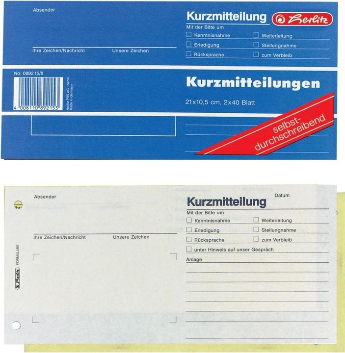 Actual product image Herlitz Form book "Short message", 1/3 A4 landscape (40 x)