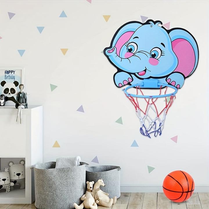 Actual product image Activity Board Mini basketball hoop stand set with lion, dinosaur, elephant jungle animals - Happy Birthday