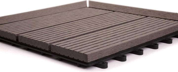Image du produit Swisshandel24 WPC Carrelage d'angle Rhône + bordure, aspect bois terrasse, 30x30cm Premium Angle gauche, gris (1 x, 30 x 30 cm)
