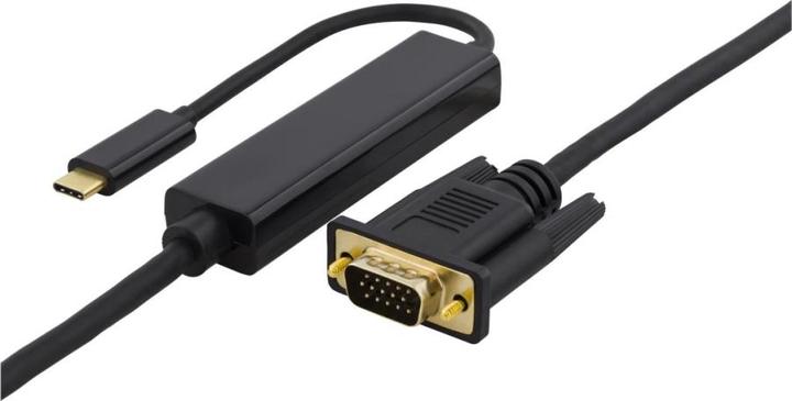 Actual product image Deltaco USBC-1089-K video cable adapter USB Type-C VGA (D-Sub) Black (VGA, USB-C, 500 cm)