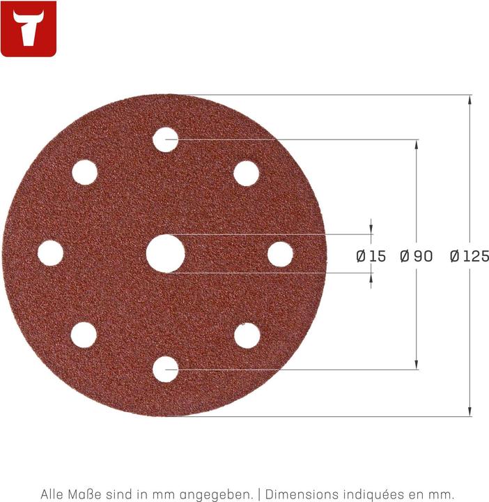 Immagine prodotto Stier Mole abrasive per legno D125 / P80 / 25 pz. / 8 fori (P80)