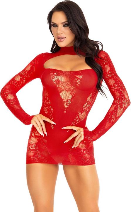 Produktbild Leg Avenue Minikleid Mit Spitze Langarm Rot (One Size)