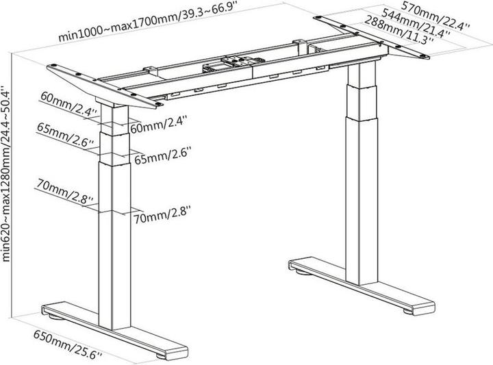 Actual product image Xantron Sit-stand desk 160x80cm E7W-M16080B (80 x 160 cm)