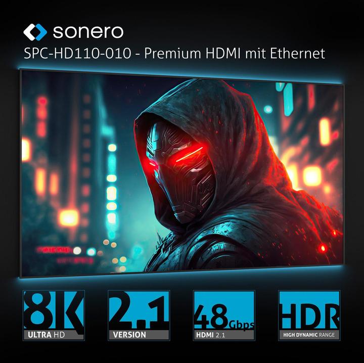 Immagine prodotto Sonero Cavo HDMI, 8K60, grigio/blu, 3 m (3 m, HDMI)