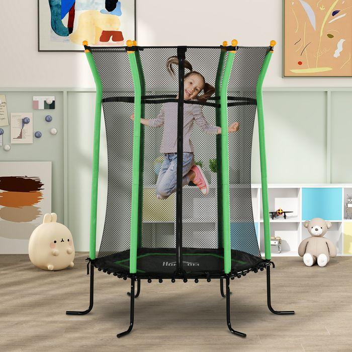 Immagine prodotto Swisshandel24 Kinder Trampolin Ø163,5 cm, Indoor Trampolin, Kindertrampolin bis 50 kg Grün (163.50 cm)
