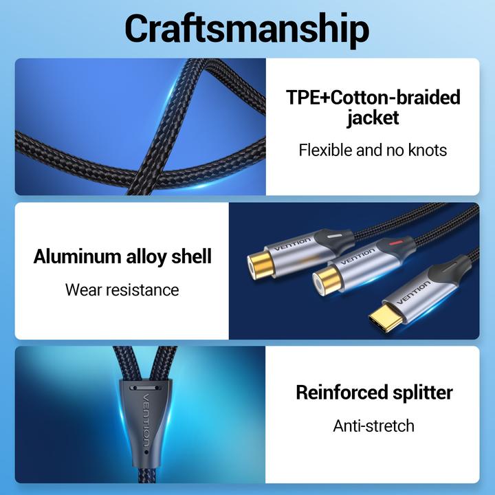 Produktbild Vention USB-C auf 2-Chich Kupplung (1.50 m)
