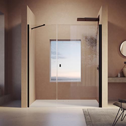 Actual product image Hüppe SolvaPro pivot door with side panel in recess, right-fixing, width: 120cm, height:200cm (211 cm, 136 cm, 11 cm)